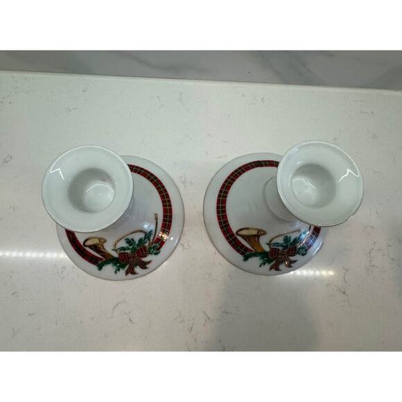 Vintage Georges Briard Christmas 4”Candleholders "The Hunt" - Picture 7 of 7